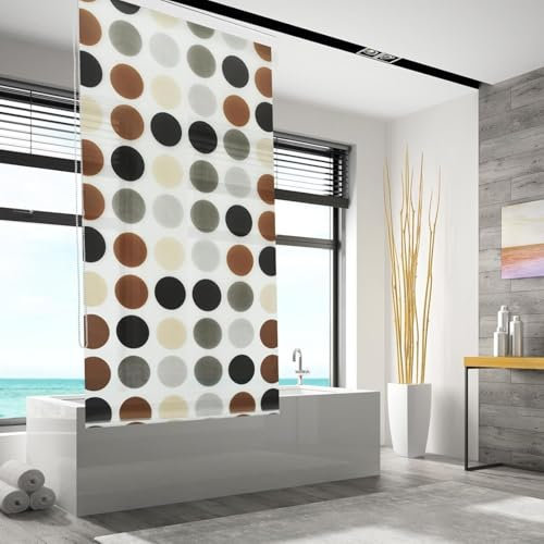 Shower Blind, Shower Curtain with Side Pull, Infinitely Adjustable, Waterproof and Quick-Drying, Includes Mounting Material, Various Designs Available (Spots, 240 x 80 cm)