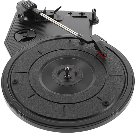 SAFIGLE Großer Plattenspieler mit 200mm Drehteller Geräuscharmes Grammophonwerk aus Verschleißfestem Material Retro Schallplattenspieler mit Integriertem Lautsprecher für Vintage