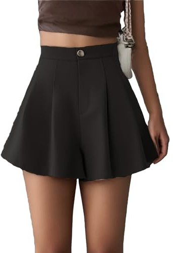 Short Ample Haute élastique décontracté pour Femme plissé d'été habillé Confortable Respirant léger Tendance Parfait Tenue Estivale Mode raffiné adapté aux journées Chaudes Gaze Coton Shorty Blanc