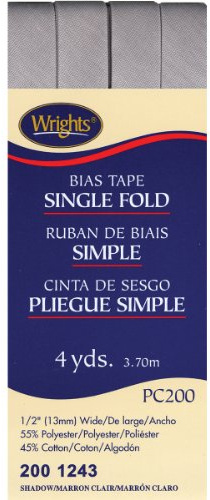 Wright Products 117-200-1243 Wrights Single Fold Bias Tape, 4 yd., Shadow