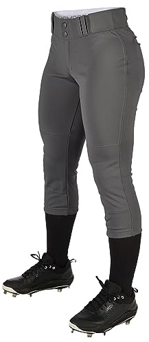 CHAMPRO Tournament Traditional Low-Rise Softball Pants, Girls' Large, Graphite