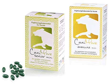 Sparbundle Immune mini (ehemals EPA 70) & Senior mini - je 100 Kapseln tierärztliches Ergänzungsfuttermittel für kleine Hunde im Alter.