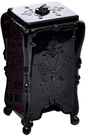 mollensiuer Acrylic Cotton Pads Holder Dispenser Butterfly Pattern Makeup Cotton Pads Case Box Organizer with Lid Container for Storage Nail Remover Pads Beauty Tools, Black