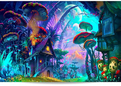 WACYDSD Puzzle 1000 pièces Forêt Magique aux Champignons Géants | Emboîtement Précis des Pièces, Tri A-H au Dos, Affiche Grand Format Fournie, Anti-Stress, Cadeau Déco 75 x 50 cm
