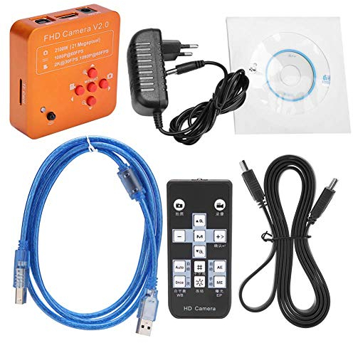 Mikroskopkamera, Fydun 21MP HDMI USB C-Mount Industrie Mikroskop Kamera Set 2K 1080P HD Videokamera Kompatibel mit XP / 7/8/10 EU Stecker 220V