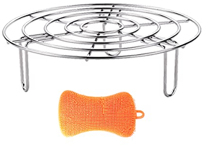 Supporto per cottura a vapore, in acciaio inox, con inserto rotondo, per torte/torte/vapore, per pentole da cucina, griglia per torte, griglia di raffreddamento per cucinare arrosto(19.5)