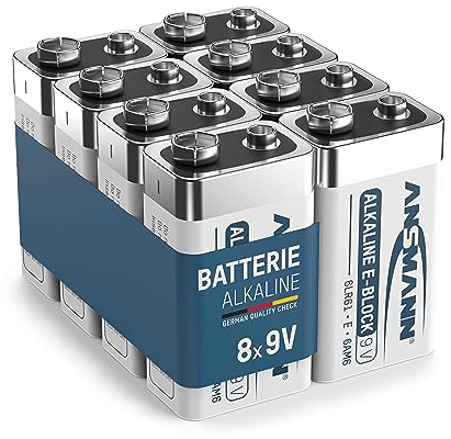 ANSMANN Alkaline Longlife 9V Blockbatterien – Zuverlässige Batterien für Rauchmelder, Temperaturbeständig, Lange Lebensdauer, 8 Stück