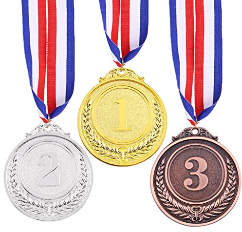 Swpeet Médailles d'or et Argent Bronze, médailles de Prix, médailles de 1 2 3récompense avec Ruban de Cou, médailles de Style Olympique pour compétitions, décorations de fête et récompenses