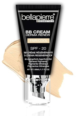 Bellapierre BB Crème SPF 20 | Correcteur, fond de teint et hydratant | Non toxique et sans paraben | Applicateur à pompe – 50 grammes - Fair Cool