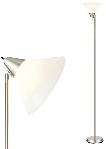 HonoDing Lampadaires Lampe de sol avec abat-jour en acrylique et tête réglable, Moderne Lampadaires pour salon/bureau/chambre à coucher (nickel satiné)
