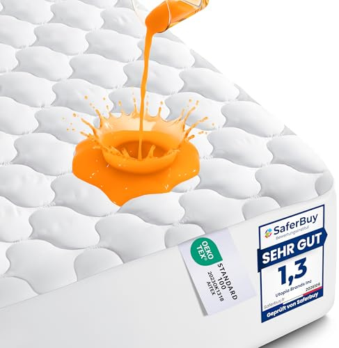 Utopia Bedding Gesteppte wasserdichte Matratzenauflage 90 x 200 cm, Matratzenauflage, Wasserdichter Matratzenschoner, Dehnbar Auf 30 cm (weiß)