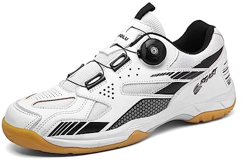NGARY Men's Badminton Shoes with Rotate Button Indoor Outdoor Sports Shoes for Volleyball Pickleball Squash Tennis