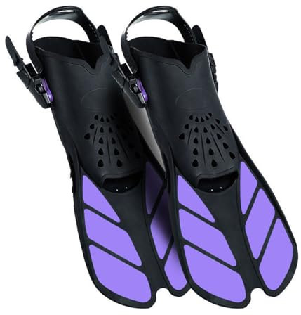 ENEN 2024 Schwimmflossen, Schnorchelflossen kurz Verstellbare Flossen für Erwachsene zum Schnorcheln, Schwimmen (S/M(37-41Meter),Lila)