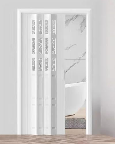 Puerta de acordeón estilo acordeón, puertas plegables cerradas, panel temporal de acrílico/PVC para baño/dormitorio, puerta enrollable
