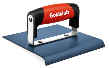 Goldblatt Concrete Tools, Concrete Edger, 6 x 6 Blue Steel Edger (1/2R, 5/8D), Durable High Carbon Steel Concrete Finishing Tools - Masonry Hand Tool with Soft Grip, Sturdy Steel Mounting