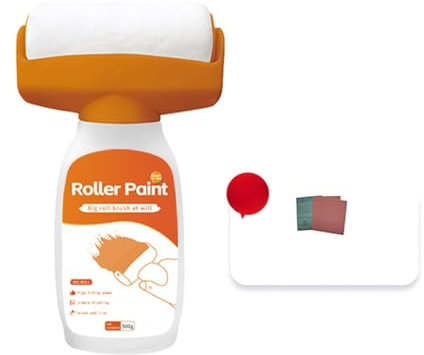 White Paint, 500g White Paint for Wall Touch up Paint for Walls, Water Based & Low Odor Wall Paint with Roller Brush, Wall Paint Repair Kit for Flat, Ceiling Wall- No Extra Tools Required