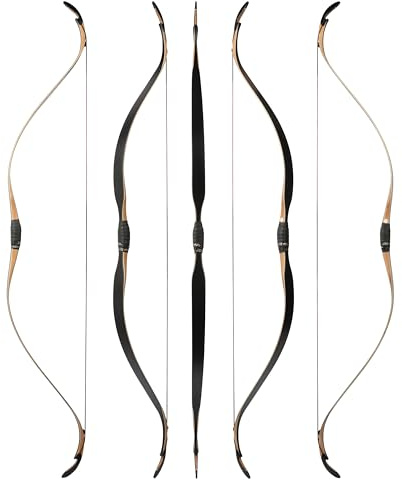 Poearcus Arco tradizionale e set di frecce Kit arco da caccia longbow da 55 pollici per tiro da gara di pratica 20-45 libbre per mancini e destrorsi (Arco nudo, 25 Ibs)