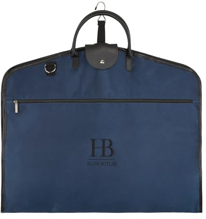 Travel Suit Carrier Bag (Light) for 1-2 Suits 40 - Elegant Business Suit Cover with Shoulder strap - Garment Bags for Men and Women - Breathable - Foldable - Clothes Without Creases - Niles Navy Blue