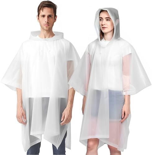 YANKUIRUI Rain Poncho RainCoat for Men/Women, 2 Pieces Adults Waterproof Reusable Lightweight Rain Coat with Hood, Portable Emergency Poncho for Family Outdoor Activity