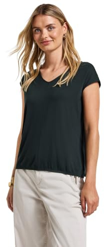 STREET ONE Damen A323529 V-Neck Jersey-Shirt, Pine Grove Green, 42