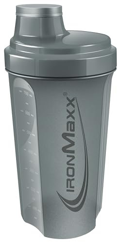 IronMaxx 700ml Protein Shaker Ash Grey con tappo a vite, setaccio e scala di misurazione, borraccia da palestra a tenuta stagna per proteine idrolizzate, senza BPA e plastificanti DEHP