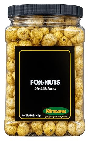 Roasted Fox Nuts - Crunchy Makhana Snack | Lightly Salted Lotus Seeds | Plant-Based Protein | Low Calorie Roasted Snacks | Healthy Crunchy Snack for Office, Travel, Movie Nights (5oz, Mint)