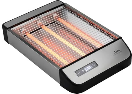 JATA JETT1590 - Tostadora Pan Horizontal. Tostador Plano 3 Resistencias de Cuarzo. Táctil. 1000 W. 6 Niveles de Tostado. Todo Tipo de Pan, Bollería, … Acabados en Acero Inoxidable