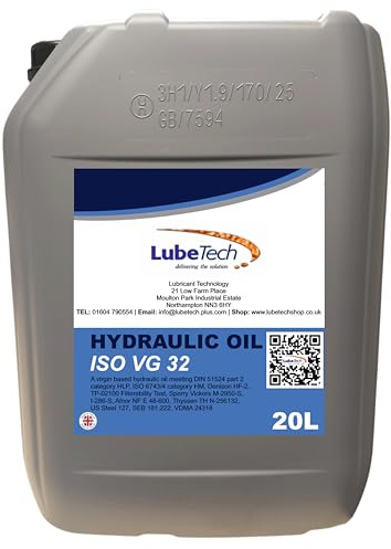LUBETECH HYDRAULIC OIL ISO VG 32 20LTR, A VIRGIN GRADE HYDRAULIC FLUID BLENDED IN THE UK NOT RECYCLED