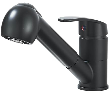 Robinet Cuisine Noir,Mitigeur Cuisine avec Douchette Monocommande,Robinet Pivotant À 360° pour 1 Trou,2 Modes de Pulvérisation