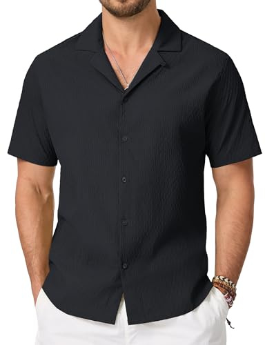 Cavva Camisas de Manga Corta para Hombre, Guayabera Cubana, Casual, con Botones, Transpirables, para Verano, Playa