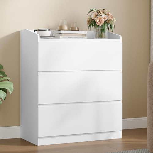 Hzuaneri Commode 40x70x86cm 3 tiroirs rambarde Blanc