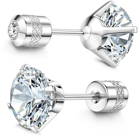 Pendientes Titanio G23 Hipoalergénicos Hombre Mujer Niña 3/4/5/6/7mm - Implante Titanio Pendientes Circonita Cierre Rosca Piercing Helix Tragus Conch Orejas Sensibles Unisex Joyería