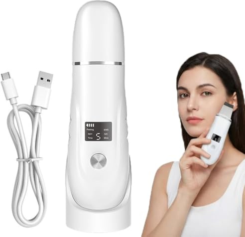 Peeling Ultrasónico Facial, 4 Modos Exfoliación Limpiador de Poros, Limpiador Ultrasonidos Facial para Limpieza y Cuidado