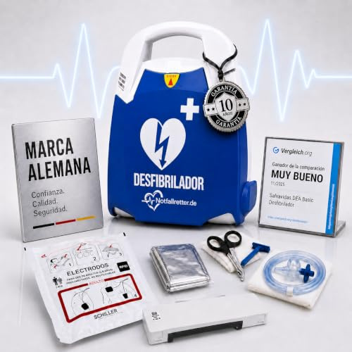 Desfibrilador Automatico DEA/AED, desfibrilador para Casa [10 Años Garantía], Botiquin de Primeros Auxilios, Kit de Emergencia, Kardia Autostart, Batería 6 Años, para Empresa, Asociación y Consulta