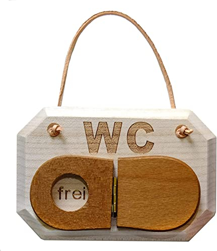 Kaltner Präsente Holz Schild Türschild frei/besetzt aus Ahorn für das WC Toilette mit WC Deckel zum umklappen