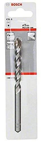 Bosch Accessories Professional 1x Betonbohrer CYL-3 (für Beton, Ø 9 x 80 x 120 mm, Zubehör Schlagbohrmaschine), Grau, 1 Stück