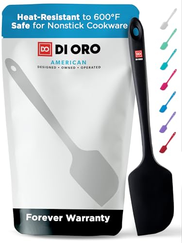 DI ORO® - Large Silicone Spatula - 315 ºC Heat-Resistant Spatula - Seamless Design - Pro-Grade Non-Stick Silicone Rubber with Reinforced Stainless Steel S-Core Technology