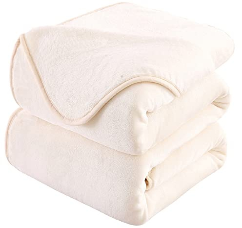 HOZY Coperta Plaid di Pile Avorio 230x270cm Letto Matrimoniale - Calde Plaid da Divano Coperte Super Morbido