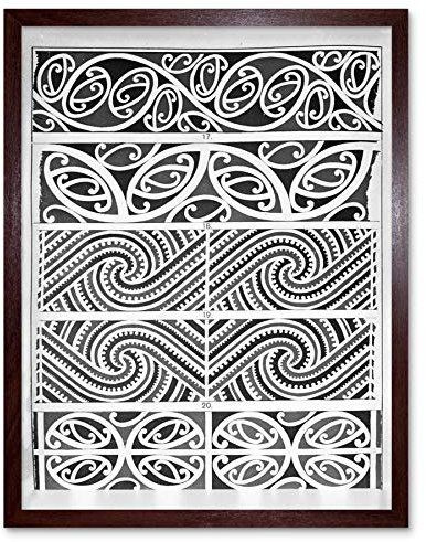 Artery8 Godber Kowhaiwhai Maori Sparrenmuster Gerahmter Druck 30x40 cm