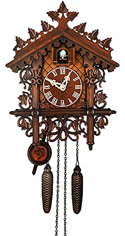 JoonieHouse Traditional Black Forest Cuckoo Clock, Newly Wood Coo Coo Clock Decorative Wall Clock with Pendulum and Chiming Function - Perfect Wall Clocks for Home Livingroom Decor