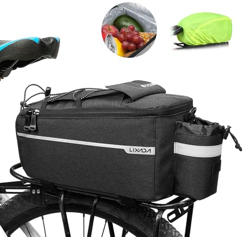 Lixada Fahrrad Gepäckträgertasche mit Regenschutz, Fahrrad Sitz Multifunktionale Isolierte Stammkühltasche,Umhängetasche, 29 * 16 * 17cm