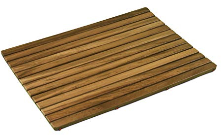 Tarima/Alfombra Flexible para Ducha y baño, en Madera de Teca (70 x 50 cm)
