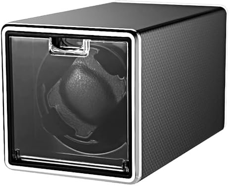 POUILLA Carbon Fibre Piano Painting Automatic Single Watch Winder Grey with Quiet Mabuchi Motor SG0178