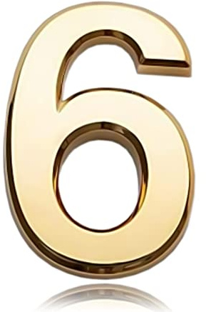 Números de puerta delantera de 7,6 cm, autoadhesivos, 3D, impermeables, para buzón, señalización de correo, para casa, oficina, hotel, apartamento, puerta, habitación, pared, color dorado (6)
