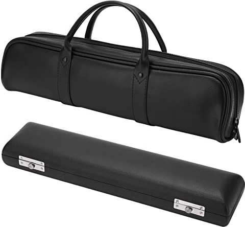 Flötenkoffer – 16-Loch Flötentasche mit Integriertem Festem Kartensteckplatz, KunstlederFlötenkoffer Box Musikinstrumentenzubehör – Schwarz