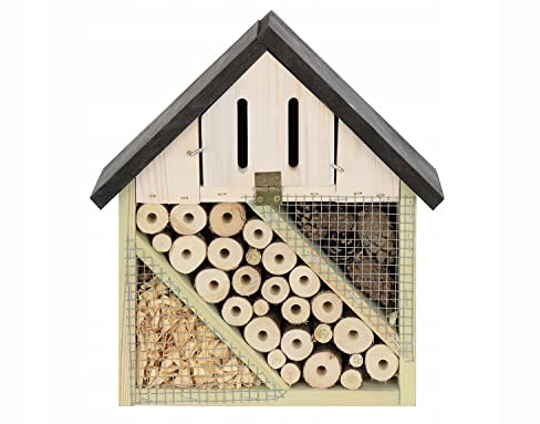 MAZUR Insektenhotel Groß aus Holz | Insektenhaus | Nisthilfe und Schutz | Nützlinge | Naturbelassenes Insekten Hotel | Bienenhotel | für Verschiedene Fluginsekten, Schmetterlinge, Marienkäfer