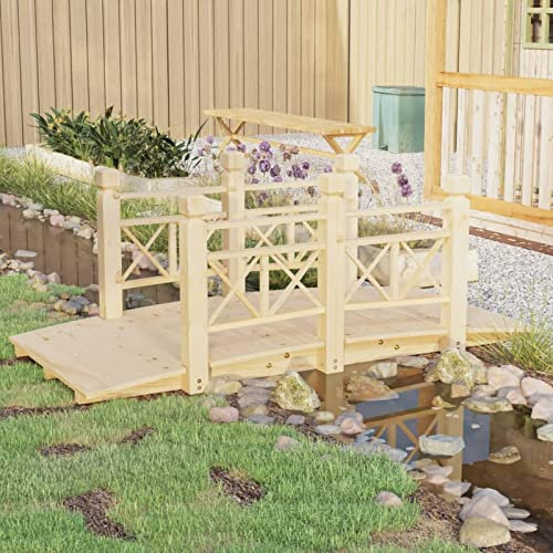 Homgoday Ponte da giardino con ringhiere Legno di Abete 150x67x56cm Tipo 3