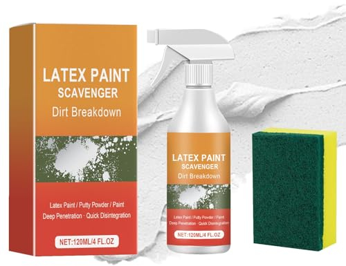 Latex-Farbentferner – Sprühfarben-Reiniger, Abbeizmittel mit Schwamm, Farbverdünner, Fleckenentferner für Latexfarbe, Spachtelpulver