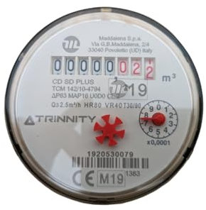 Contador de agua hasta T90° DN15 (1/2) – Cuerpo de latón – sin empalmes – Largo 110 mm – Fabricado en Italia y certificado MID