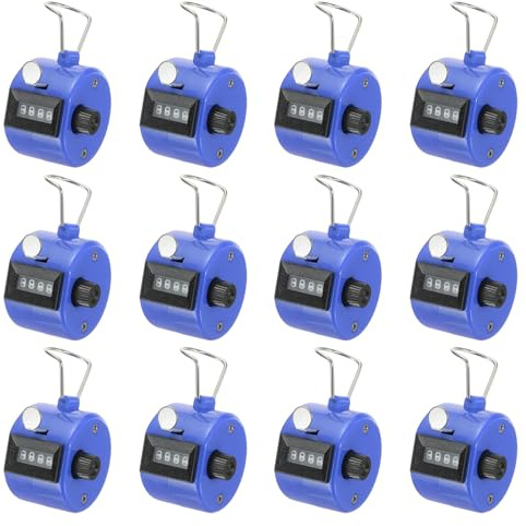 PATIKIL Compteur Clics, 12 Pièces 4 Chiffres Compteur Clics Manuel Mécanique Portable pour Coaching Tricot, Golf, Tours, Pêche, Bleu